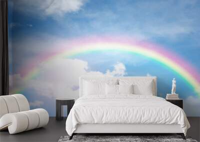 rainbow in cloudy sky Wall mural