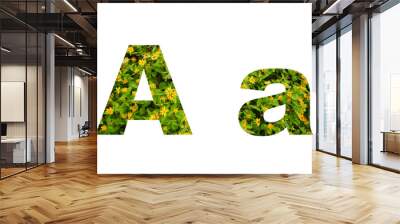 Flower font Alphabet  isolated on white background made of Real alive yellow flowers  Wall mural