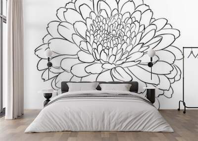 beautiful monochrome black and white flower isolated Wall mural