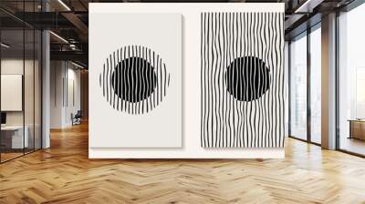 Creative minimalist hand painted Abstract art background with blackand white stain and Hand Drawn doodle Scribble Circle and line. Design for wall decoration, postcard, poster or brochure Wall mural