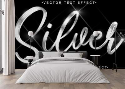 Minimalist Shiny Metallic Silver Vector Fully Editable Smart Object Text Effect Wall mural