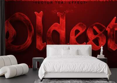 Red Oldest Vector Fully Editable Smart Object Text Effect Wall mural