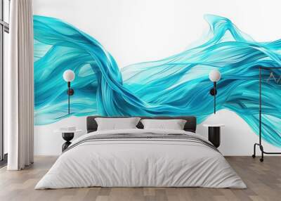 Rich turquoise wave abstract background, deep and refreshing, isolated on white Wall mural