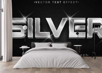 Shiny Silver Vector Fully Editable Smart Object Text Effect Wall mural