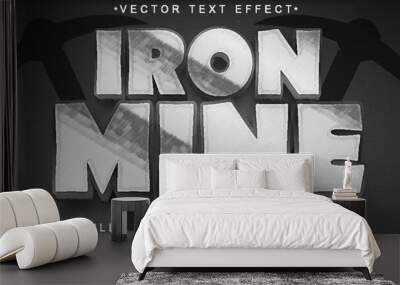 Silver Iron Mine Vector Fully Editable Smart Object Text Effect Wall mural