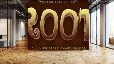 Wooden Root Vector Fully Editable Smart Object Text Effect Wall mural