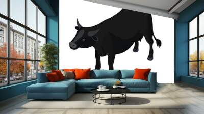 isometric 3d vector illustration of Black cow. Isometric animal cow,. Isolated on white background. Wall mural