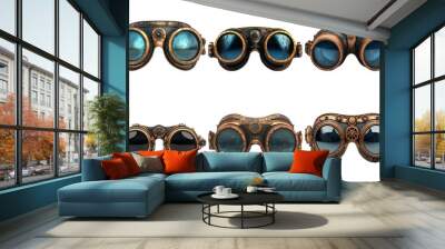 Vintage steampunk goggles in various designs isolated on transparent background Wall mural