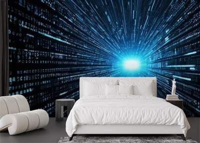 An abstract digital background with binary code and AI algorithms running in the background	 Wall mural