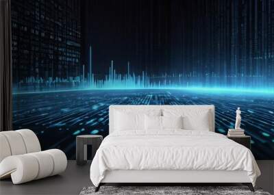 An abstract digital background with binary code and AI algorithms running in the background	 Wall mural