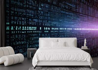 An abstract digital background with binary code and AI algorithms running in the background	 Wall mural