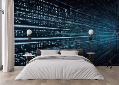 An abstract digital background with binary code and AI algorithms running in the background	 Wall mural