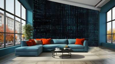 An abstract digital background with binary code and AI algorithms running in the background Wall mural