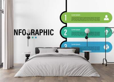 Infographic design business concept vector illustration with 3 steps or options or processes represent work flow or diagram or web button banner Wall mural