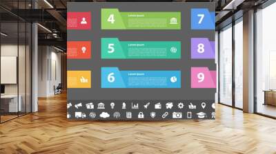 Infographic design business concept vector illustration with 9 steps or options or processes represent work flow or diagram or web button banner Wall mural