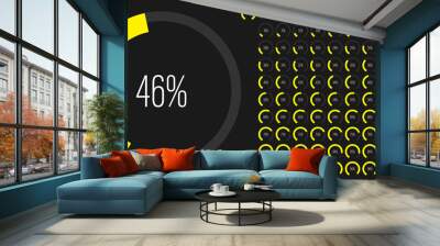 Set of circular sector arc percentage diagrams meters progress bar from 0 to 100 ready-to-use for web design, user interface UI or infographic - indicator with yellow Wall mural