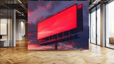 Mockup of an outdoor billboard against the evening sky 3D illustration Wall mural