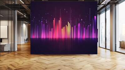 Modern sound wave equalizer vector illustration on a dark background Wall mural