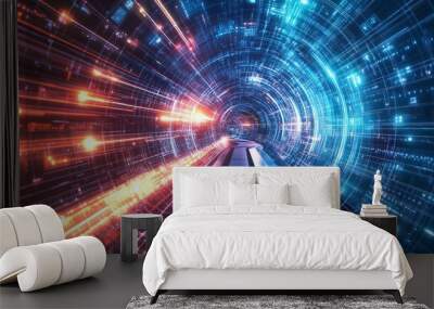 Speed tunnel connection and networking concept depicted in a background design Wall mural