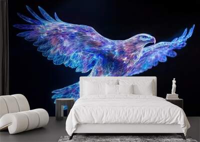 Abstract Blue Eagle with Spread Wings in Flight Wall mural