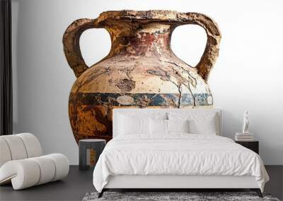 Ancient Clay Amphoras with Cracked Paint and Two Handles Wall mural