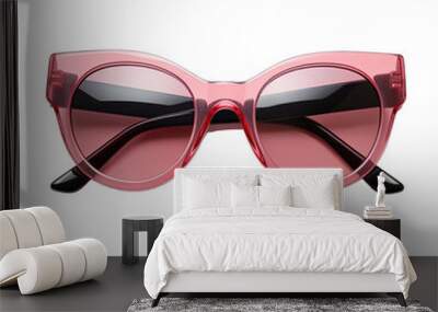 pink cat eyes sunglasses isolated Wall mural