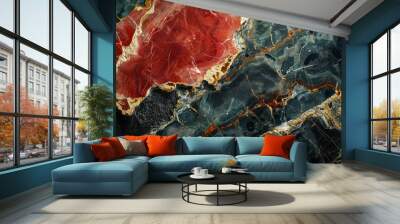 red and green marble abstract illustration Wall mural