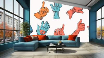 Set of Gloves hand Wall mural