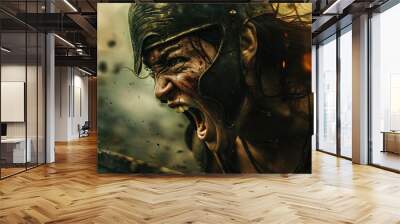 woman soldier spartan scream at war Wall mural