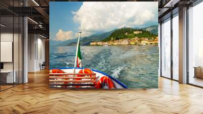 view at bellagio village from the ferry, lake como, italy Wall mural