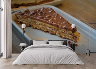 Daim cake slice with almond and chocolate speciality dessert from Sweden Wall mural