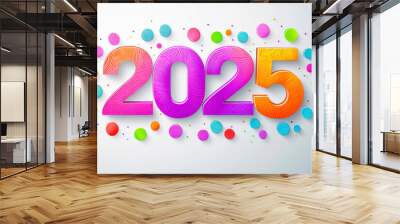 Illustration of colorful cut out numbers. Premium design for 2025 new year posters, banners. Wall mural