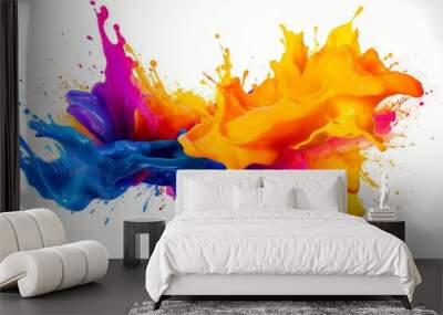 color splashing isolated on solid white background Wall mural