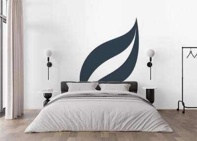 Sleek and modern logo of an abstract leaf, designed with thick lines and isolated on white solid background Wall mural