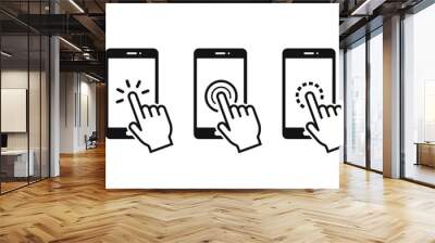 Hand touch screen smartphone icon. Click on the smartphone. Vector icon set Wall mural