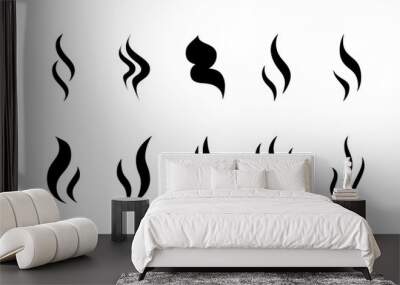 Set of aroma icons. Smoke steam silhouette icon illustration isolated on white background Wall mural