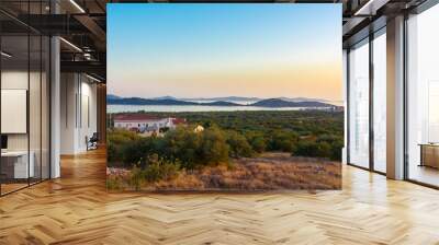 Logorun Landscape Croatia Sunset Beautiful Panorama Ocean Dusk Wall mural