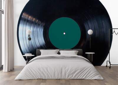 Black vinyl record isolated on white background Wall mural