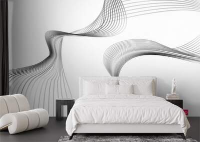 Abstract background with dynamic linear waves. Vector illustration in future minimalistic style Wall mural