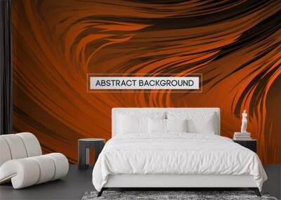 Abstract Design Orange Feather on Black Background | Wide Angle Vector Illustration Wall mural