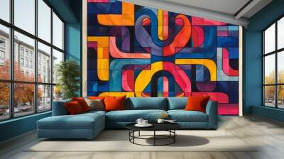 Christian cross on a colorful background.  Wall mural