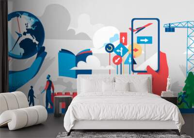 Building the modern society future concept - Vector	 Wall mural