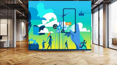 Costruzione, Innovazione e Futuro Sostenibile - illustrazione vettoriale Wall mural