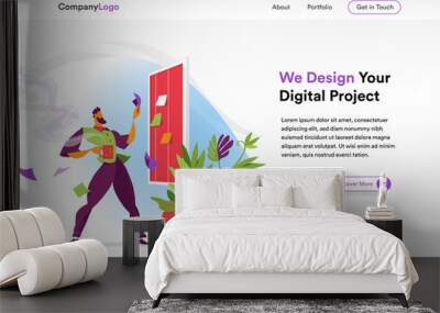 Digital startup homepage illustration template Wall mural