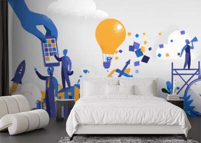 Modern business society processes - Vector Wall mural