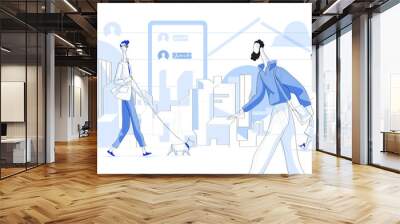 People living in the modern urban technological society - Vector Wall mural