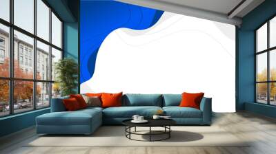 Sfondo blu e bianco con onde con lo spazio per titolo e testi Wall mural