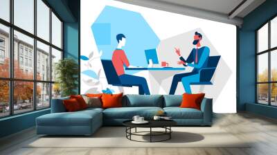 Venditore e cliente in ufficio Wall mural