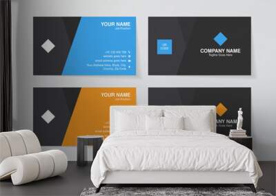 Technology Style Business Cards Templates Set with Unique Layout, Yellow and Blue Visiting Cards Collection	 Wall mural