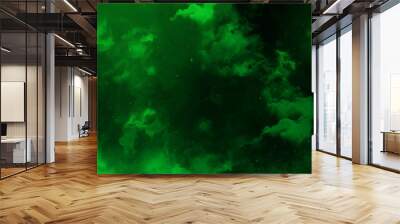 abstract cloud and vapor texture background. Black and Green smoke aquarelle smudge illustration smooth grungy smokey light green colors ink glow. green color powder explosion Wall mural